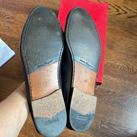 Salvatore‎ Ferragamo “Ponza” black calf slip on penny loafers main image 9